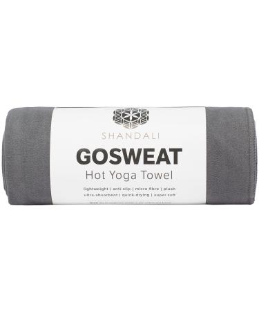 GoSweat Non-Slip Hot Yoga Towel by Shandali with Super-Absorbent Soft Suede Microfiber in Many Colors, for Bikram Pilates and Yoga Mats. Gray Standard - 26.5 x 72