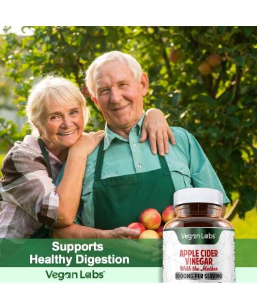 Vegan Labs Apple Cider Vinegar Capsules - 180 Vegan ACV Pills for Digestion & Detox - 1600MG Keto-Friendly 100% Natural - Buy Online on GoSupps.com