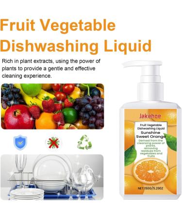 Fruit & Vegetable Dishwashing Liquid 150ml Household fruit and vegetable dishwashing liquid Organic Fruit And Vegetable Cleaner Dish Detergent Liquid Removes Dirt Impurities and Grease (1PC) - Buy Online on GoSupps.com