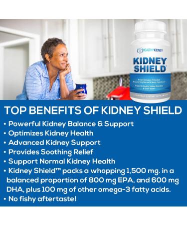 Kidney Shield 120 Caps - Kidney Support Supplement for Cleanse & Health - Omega 3 - 120 Count - Buy Online on GoSupps.com