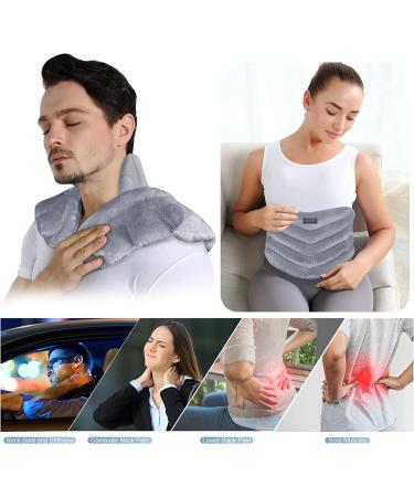 REVIX Microwave Heating Pad Set - Neck, Shoulders, Lower Back Pain Relief - Hot Compress Wrap with Weighted Plush - Includes Hot Eye Mask for Migraine Stress Relief - Set of 3 Gray - Buy Online on GoSupps.com