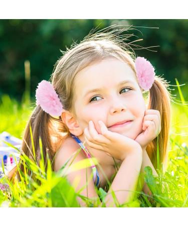 Lusofie 2Pcs Pink Pompom Hair Tie Set - Faux Rabbit Fur Scrunchies for Girls and Women - Buy Online on GoSupps.com