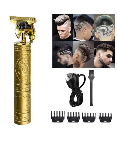 Hair Trimmer | Upgraded Professional Men T-Blade Hair Clippers Zero Gapped Cordless Beard Trimmer for Men | Portable Haircut Beard Trimmer & Men Grooming Kit for Beard Face Body Gold
