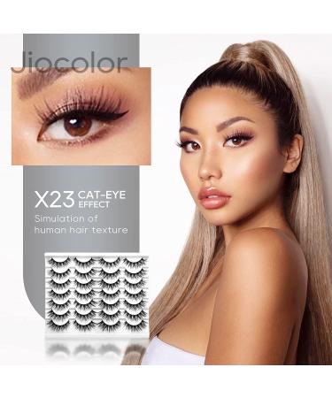 Jiocolor Fluffy False Eyelashes 7 Pairs - 3D 6D Long Wispy Natural Look Faux Mink Lashes - Pack X23 - 11mm-17mm - Buy Online on GoSupps.com