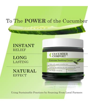 Cucumber Comfort Eczema Cream for Adults and Babies - Natural Psoriasis Lotion for Itch Relief - 4 Ounce - Buy Online on GoSupps.com
