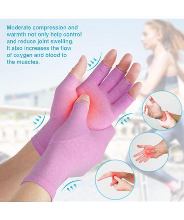 DISUPPO Arthritis Gloves for Women and Men - Relieve Pain from Rheumatoid, RSI, Carpal Tunnel - Compression Fingerless Gloves for Computer Typing and Daily Work - Purple Large - Buy Online on GoSupps.com