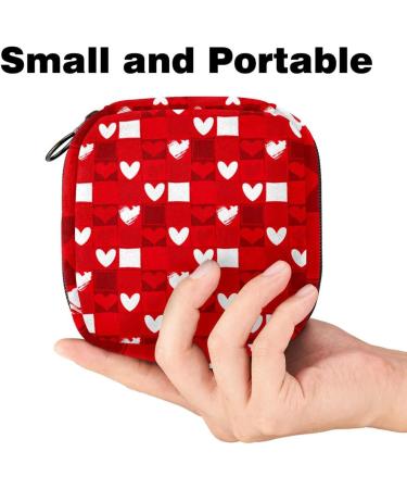Portable Menstrual Pad Storage Bags for Women | Red Heart Pattern | Multi-Colored Holder for Tampons Panty Liners & Bandages | Ideal for School & Office - Buy Online on GoSupps.com