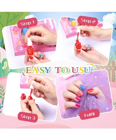 Kids Non-Toxic Nail Polish Set - 10 Rainbow Colors Water-Based & Peel Off Quick Dry Nail Polish Kit for Girls Age 3+ Perfect Birthday Gift - Buy Online on GoSupps.com