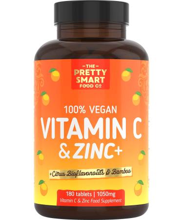 Powerful Vitamin C and Zinc Tablets - Vitamin C 1000mg with Zinc - 6 Month's Supply - Boosted with Citrus Bioflavonoids & Bamboo - For The Maintenance of a Normal Immune System - 180 Tablets - UK Made