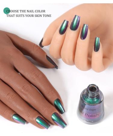 DouborQ Chameleon Nail Polish Holographic Glitter Nail Polish Chrome Nail Art Varnish Green Holo - Buy Online on GoSupps.com