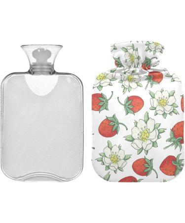 Naanle 2L Flower Strawberry Hot Water Bottle with Cover - Transparent Bed Warmer for Pain Relief & Cold Therapy | Large Hand & Feet Heater - Buy Online on GoSupps.com