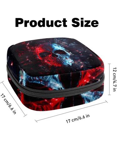 Neon Polygon Glowing Skull Sanitary Napkin Storage Bag - Portable Period Organizer for Women & Teens - Buy Online on GoSupps.com