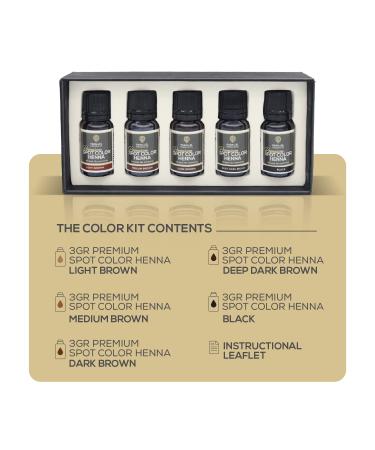 Spot Color Henna Hair Dye Kit - Professional Tinting Palette for Grey Hair Cover & Root Touch Up - 3g Mini-Collection - 5 Count Pack - Buy Online on GoSupps.com