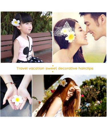 FRCOLOR Hawaiian Plumeria Flower Hair Clip Wedding Bridal Barrette - 10 Pieces - Buy Online on GoSupps.com