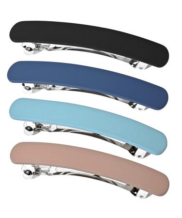 FSMILING Medium Hair Barrettes For Women 4pcs Matte Hair Barrette Automatic Hair Clips Barrettes for Women Thick Fine hair color F