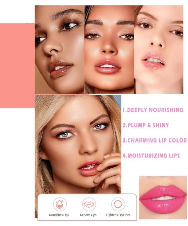  Esncddym Magic Color Changing Lip Oil Big Brush Head Hydrating Glitter Lip Gloss Magic Temperature Color Lip Gloss Long Lasting Moisturizing Non-sticky Texture Lip Oil 6.5ml - Buy Online on GoSupps.com