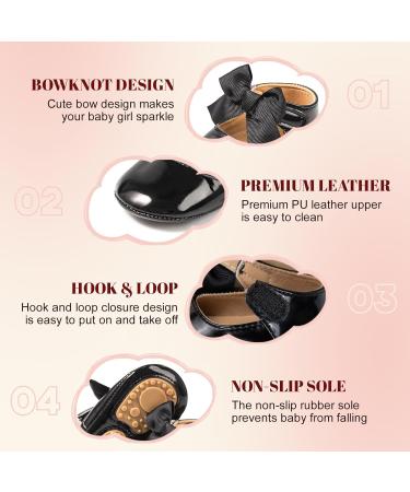 CENCIRILY Baby Girl Mary Jane Shoes | Anti-Slip Soft Sole Flats for 0-18 Months | Princess Wedding Dress Shoes | Black, 0-6 Months - Buy Online on GoSupps.com