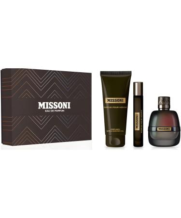 Missoni Pour Homme 3-Piece Set for Men (3.4 Oz Eau De Parfum Spray + 5.0 Oz Body & Shower Gel + 0.3 Oz Eau De Parfum Spray)