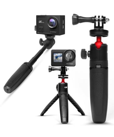 Action Pro Extendable Selfie Stick with Tripod Stand GoPro Accessory | Handgrip Tripod Suitable for GoPro Hero 9/8/7/6/5/4/3, Max, Fusion, Session, and Other Action Cameras, Akaso, Apeman, Crosstour