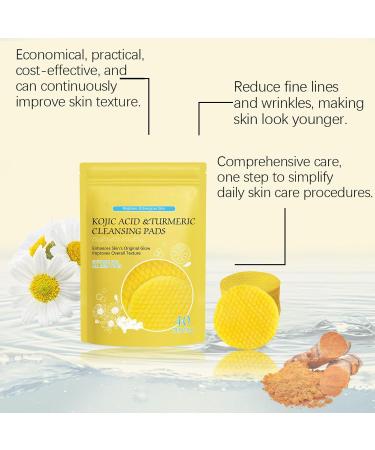 Kojic Acid and Turmeric Pads - Kojic Acid Cleansing Pads for Even Skin Tone - Infused Exfoliating Face Pads - Turmeric Cleansing Pads for Skincare - Balance Skin Oil and Soothes Skin - 40 Pads - Buy Online on GoSupps.com