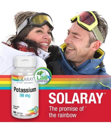 SOLARAY Potassium 99mg | Amino Acid Complex | Heart Health & Electrolyte Balance | Dietary Supplement | Vegan Lab Verified | 100 Vegetarian Capsules - Buy Online on GoSupps.com