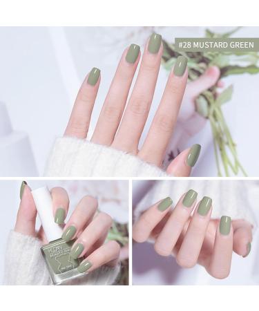 TBeautfave Green Nail Varnish Nude Nail Polish Quick Dry Long Lasting Nail Polish Non-Toxic Breathable Nail Polish No Need Cure Nail Gel Polish Nail Varnish at Home Manicure 28 Mustard Green - Buy Online on GoSupps.com