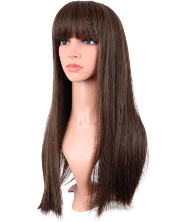 MapofBeauty 22 Inch Long Straight Synthetic Hair Heat Resistant Wig - Brown - Ideal for Parties and Cosplay - Buy Online on GoSupps.com