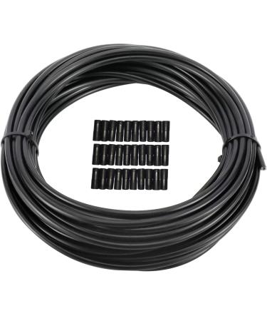 YaeMarine 5mm X 50ft Bicycle /Bike Lined Brake Cable Housing with 30Pcs Cable End Caps, Black