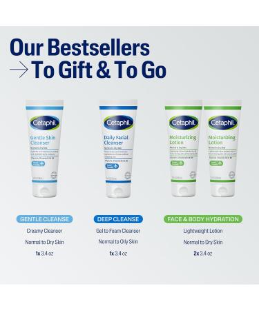 CETAPHIL Skincare Gift Set & Travel Companion for Sensitive Skin | Gentle Skin Cleanser Daily Facial Cleanser 2 x Moisturizing Lotion | TSA Approved | Dermatologist Recommended Brand - Buy Online on GoSupps.com