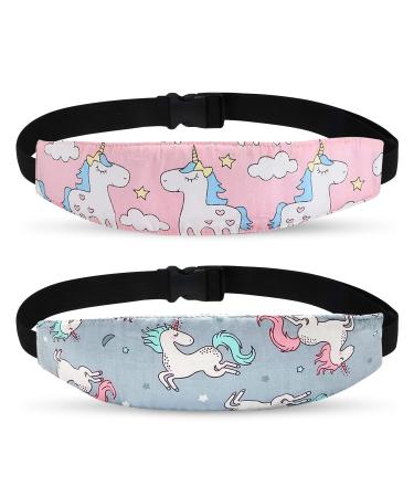 Headband child seat 2stk adjustable head holder child seat child seat fastening head holder child seat car baby car seat headband headrest stroller headband for child seat (unicorn)