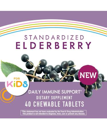 Nature's Way Sambucus for Kids - Standardized Elderberry Chewable Tablets (40 Count) - Buy Online on GoSupps.com