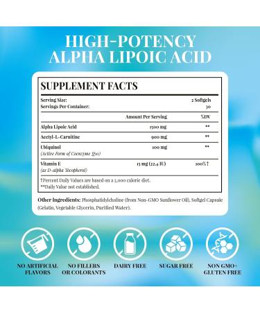 Buy Fogoro Alpha Lipoic Acid 1500 mg - Liposomal ALA Supplement for Energy Metabolism & Antioxidant Support - 120 Softgels (Pack of 2) - International Shipping Available - Buy Online on GoSupps.com