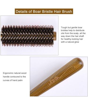 Round Boar Bristle Wooden Hair Brush - Anti Static Hairbrush for Women - Ideal for Styling, Drying, and Curling - Buy Online on GoSupps.com