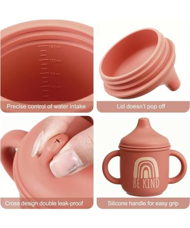 2 Pcs Silicone Sippy Cup Training Cup for Baby 6 Months+ - Spill Proof Sippy Cups for Toddlers - Easy Grip 5 oz - Cute Style - Light & Dark Orange - Buy Online on GoSupps.com