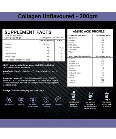 Japanese Hydrolyzed Collagen Peptides Powder Clinically Proven Ingredient Type 1 & 3 Skin Health Bone Health Supplement for Men & Women (Unflavoured Collagen 200g) - Buy Online on GoSupps.com