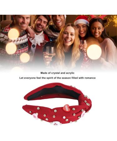 Rhinestone Headband for Women Elegant Jeweled Top Knot Hairband for Valentine Day with Heart Decoration (Dark Red) - Buy Online on GoSupps.com