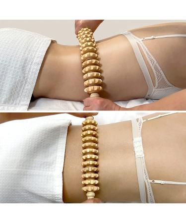 Deston 2pcs Wooden Therapy Massage Stick Set for Maderoterapia - Lymphatic Drainage, Cellulite Reduction, Muscle Release - Handheld Trigger Point Massager with 12 Rollers - Curved and Straight - Buy Online on GoSupps.com