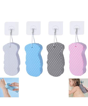 4 pcs Exfoliating Bath Sponge  3D Ultra Soft Bath Body Shower Sponge  Magic Bath Sponge Dead Skin Remover  Reusable Exfoliating Exfoliating Skin Remover (Pink+Blue+Gray+White)