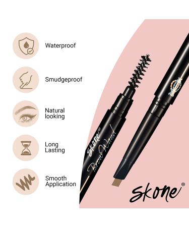 Skone Cosmetics Brow Wand Eyebrow Pencil - Retractable, Long-Lasting, Waterproof Makeup Pen for Platinum Blondes/Gray Hair - Buy Online on GoSupps.com