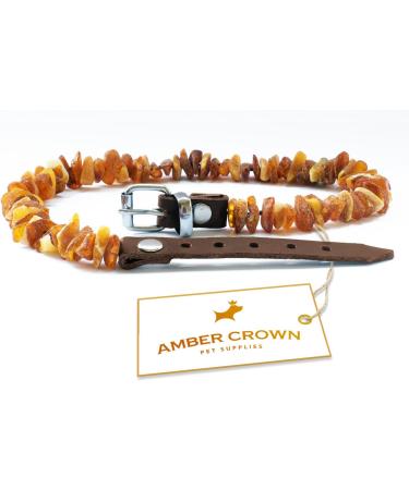 Premium Amber Necklace for Dogs & Cats | Leather Clasp | Flea & Tick Protection 30-35cm - Buy Online on GoSupps.com