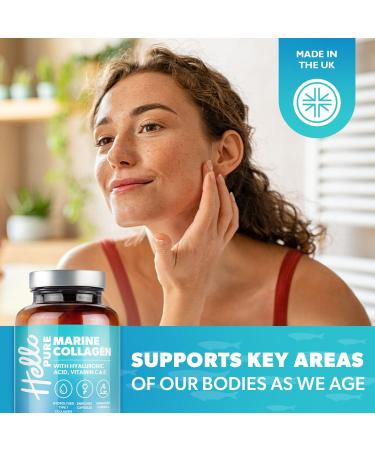 Marine Collagen Capsules 1855mg - Enriched with Hyaluronic Acid & Vitamins C & E - 120 Capsules - Promotes Healthy Skin, Immune System & Joints - Buy Online on GoSupps.com
