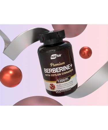 NutriFlair Berberine 97% HCl with Ceylon Cinnamon Supplement 120 Capsules High Potency Premium Quality Vegan-Friendly 60 Servings - Buy Online on GoSupps.com