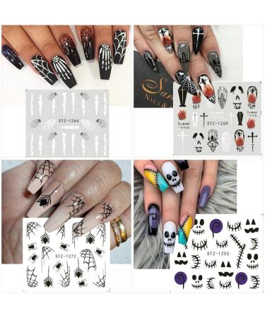 Halloween Nail Stickers - Horror Gothic Ghost Pumpkin Skull Blood Spider Evil Eye Nail Art Decals - Buy Online on GoSupps.com