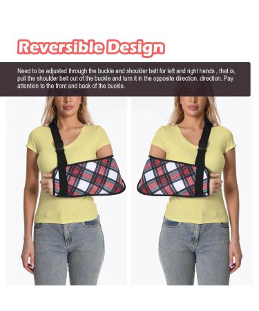 Shop Plaid Arm Sling for Shoulder Injury - Adjustable Soft Fabric Shoulder Immobilizer for Rotator Cuff Surgery - Unisex Red - Buy Online on GoSupps.com