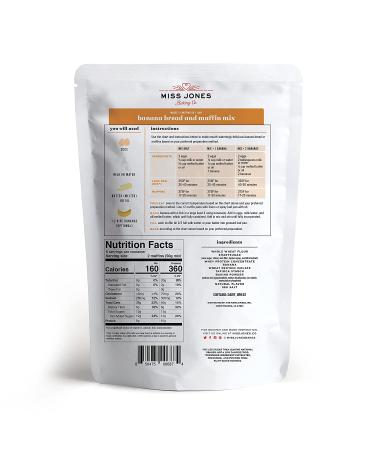 Miss Jones Baking Banana Bread & Muffin Mix - Whole Grains, 50% Less Sugar, Real Banana - Naturally Sweetened Desserts (1 Pack) - Buy Online on GoSupps.com