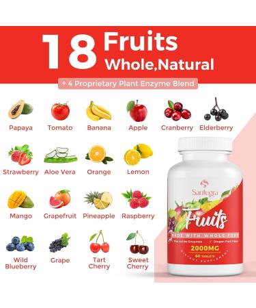 2000 MG Fruit and Veggies Supplement 35+ Fruits and Vegetables for Daily Variety 100% Whole Food Superfoods Natural Vitamins for Women & Men Sugar-Free Gluten-Free Vegan 240 Tablets 60 Count (Pack of 4) - Buy Online on GoSupps.com