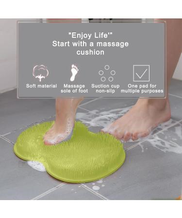Silicone Shower Brush with Suction Cup - Exfoliating Scrubber for Back and Feet - Long Bristles for Wet/Dry Brushing - Cleans Body Easily - 30x25cm (Green) - Buy Online on GoSupps.com