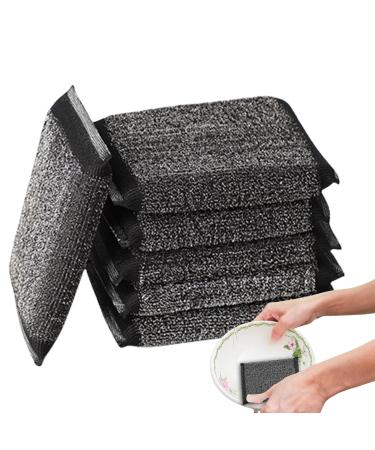 Stainless Steel Scrubber - 6pcs Dish Washing Wire Scrubber Steel Wool Scrubber with Sponge Tough Cleaning Scrub Brush Kitchen Sponges and Scrubbers Dishwashing Scrub Sponge for Cleaning Black
