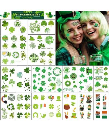 169Pcs COKOHAPPY 20 Sheets Body Temporary Tattoos Decorative Stickers for Saint Patrick's Day Party Favor Decoration