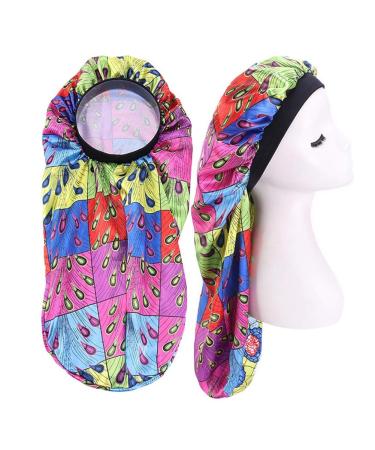 Colorful Peacock Vinyl Quote Me Extra Long Satin Bonnet Sleep Cap for Braids and Loose Hair - Buy Online on GoSupps.com